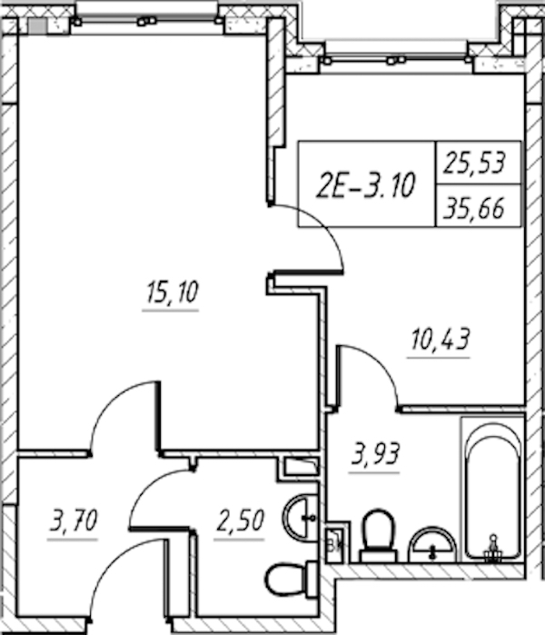1-комнатная квартира 35.66 м², 5/11 эт., Комплекс апартаментов «Zoom на Неве»